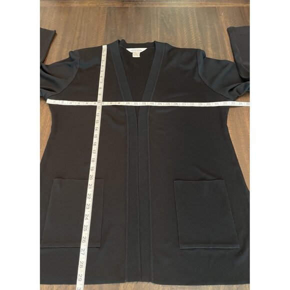 Misook Black Slinky Knit Cardigan Size Large Career Office Capsule Wardrobe - Picture 3 of 7
